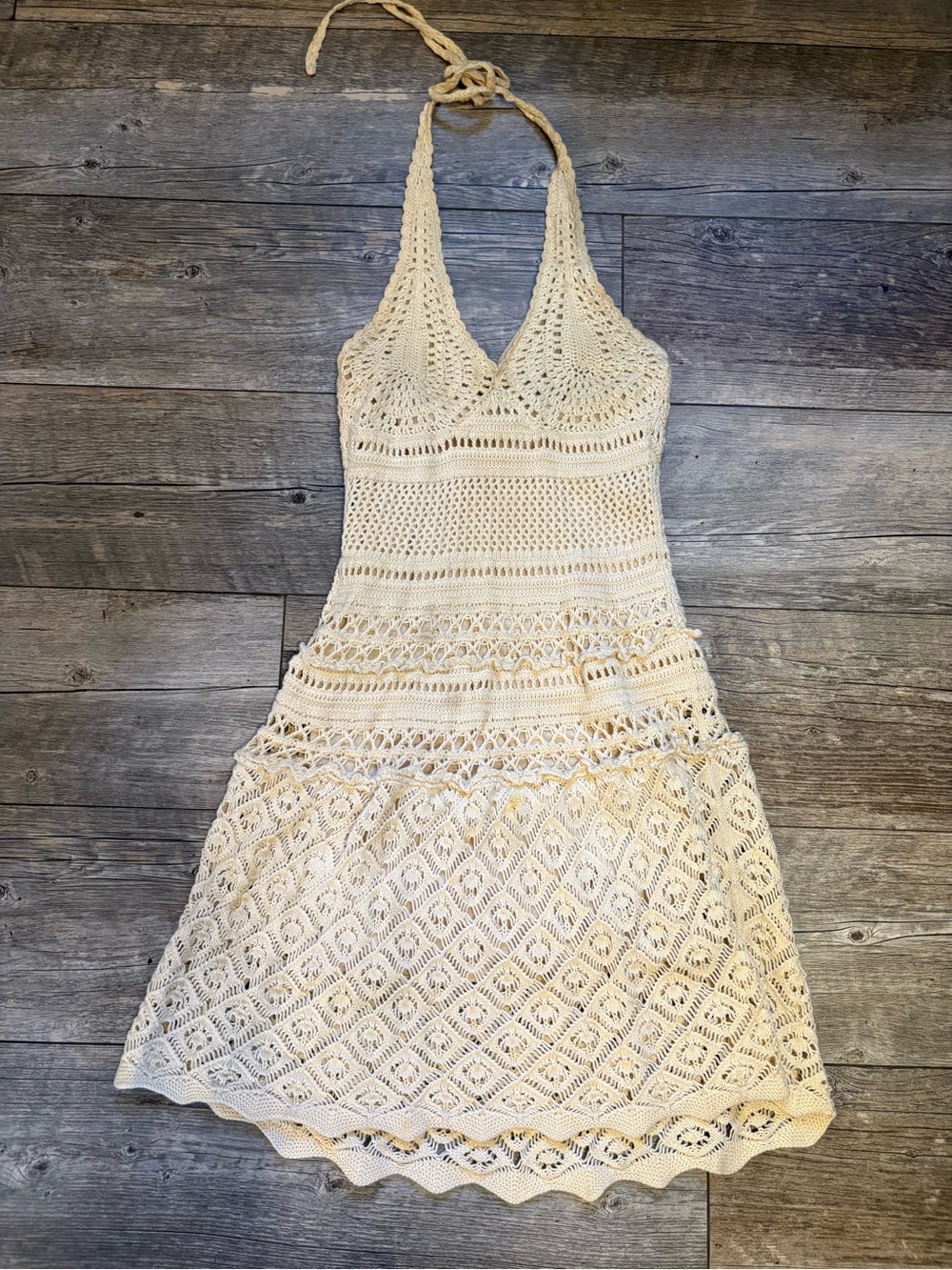 Victorias Secret Crochet Halter Dress in Cream Small